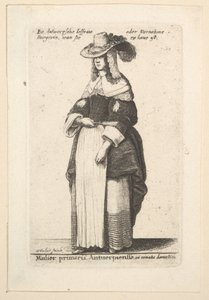 Mulier primaria Antuerpiensis, in ornatus domestica Dame von Antwerpen in häuslicher Kleidung, 1625-77 von Wenceslaus Hollar