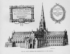 Die alte St. Pauls Kathedrale vor der Zerstörung des Turms, 1657 1904 von Wenceslaus Hollar