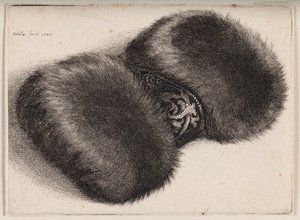 Pelzmuff mit einem brokatbezogenen Band von Wenceslaus Hollar