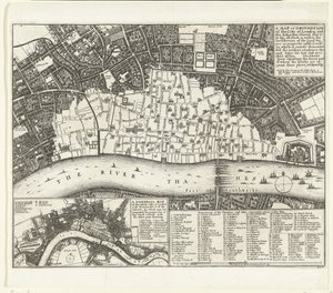 Grundriss von London nach dem großen Brand von 1666