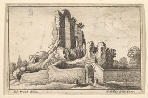 Ruinen und ein vergittertes Tor auf dem Esquilin-Hügel in Rom, 1673 von Wenceslaus Hollar