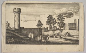Der Kunibertturm bei Köln, Kopie, 1625-77 von Wenceslaus Hollar