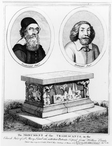 Das Denkmal der Tradescants im Kirchhof von St. Mary Lambeth, veröffentlicht 1793 von Wenceslaus Hollar
