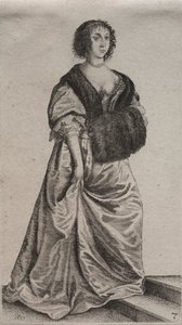 Die verschiedenen Gewohnheiten englischer Frauen, von der Adligen bis zur Landfrau, wie sie in diesen Zeiten sind: Die Frau auf den zwei Stufen von Wenceslaus Hollar