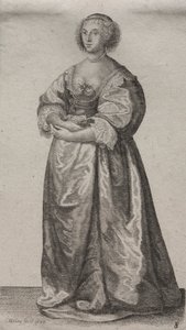 Die Frau mit Blumen von Wenceslaus Hollar
