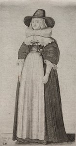 Die Frau mit einem männlichen Hut und geschnürtem Mieder von Wenceslaus Hollar