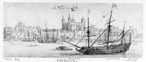 Der Tower von London, ca. 1637-41 (Feder und Tinte, Graphit und Aquarell auf Papier)