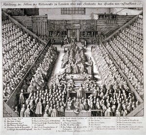Der Prozess von Thomas Wentworth, Earl of Strafford, Westminster Hall, London, 1641 von Wenceslaus Hollar