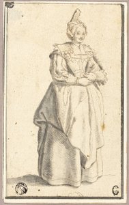 Die Dame mit der kleinen erhobenen Kappe, nach einem Druck aus La Noblesse von Wenceslaus Hollar