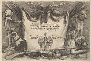 Titelseite mit Hunden und Jagdausrüstung, 1646 von Wenceslaus Hollar