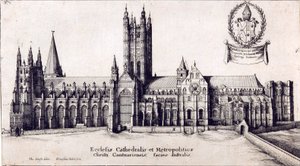 Ansicht der Kathedrale von Canterbury von Süden, ca. 1638-66 von Wenceslaus Hollar