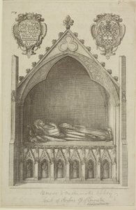 Blick auf das Grab von Avaline, Gräfin von Lancaster (Ehefrau von Edmund, Earl of Lancaster) in der Westminster Abbey, 1666 von Wenceslaus Hollar
