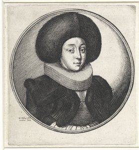 Frau mit Halskrause und großer Pelzmütze von Wenceslaus Hollar