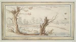 Weiden am Fluss Rur von Wenceslaus Hollar