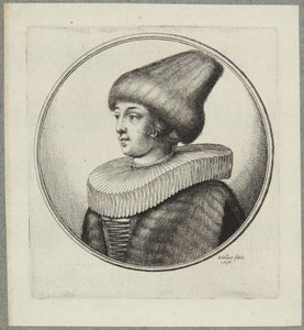Frau mit spitzer Pelzmütze von Wenceslaus Hollar