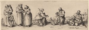 Sechs Männer und Frauen Bettler