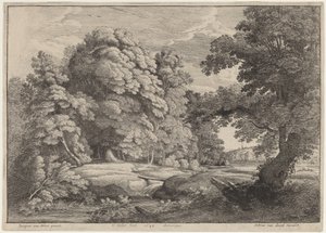 Die Brücke über den Wasserfall von Wenceslaus Hollar after Jacques d