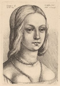 Kopf einer Frau, nach rechts blickend von Wenceslaus Hollar after Lorenzo di Credi