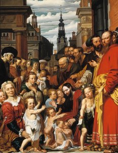 Lasst die kleinen Kinder zu mir kommen von Werner Jacobsz. van den Valckert