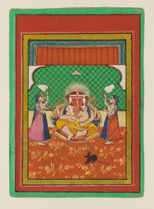 Sitzender Ganesha mit Begleitern von West Indian School