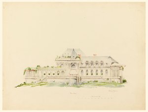 Ansicht Richtung Polo Grounds, Clubhaus, Newport, Rhode Island und Golfclub von Whitney Warren Jr.