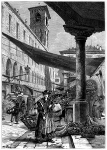 Rialto Obstmarkt, Venedig, Italien, 19. Jahrhundert