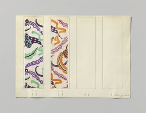 Stoffprobe mit bedruckter Seide, Muster Blumenhorn von Wiener Werkstätte
