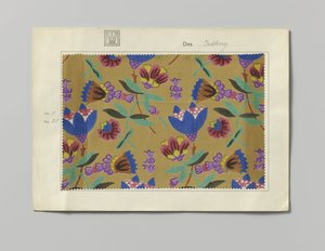 Stoffprobe mit bedruckter Seide, Muster Iselberg von Wiener Werkstätte