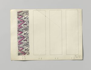 Stoffprobe mit bedruckter Seide, Muster Tanzpaar von Wiener Werkstätte