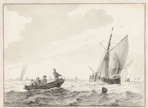 Wellenwasser mit einem Ruderboot bei einer Boje von Wigerus Vitringa