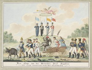 Karikatur auf Napoleons Verbannung nach Elba, 1814
