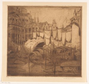 Brücke über einen Fluss in Kanton von Wijnand Otto Jan Nieuwenkamp (signed by artist)