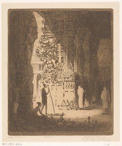 Gehauene Säulen in einem Basar in Madurai von Wijnand Otto Jan Nieuwenkamp (signed by artist)