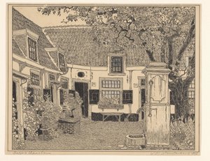 Hofje van Loo in Haarlem von Wijnand Otto Jan Nieuwenkamp (signed by artist)