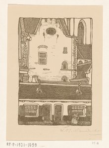 Häuser an der Sint-Bavokerk am Oude Groenmarkt in Haarlem von Wijnand Otto Jan Nieuwenkamp (signed by artist)
