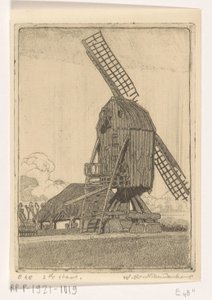 Kornmühle mit zwei Flügeln bei Bennekom von Wijnand Otto Jan Nieuwenkamp (signed by artist)