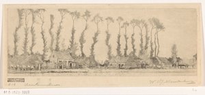 Reihe von Bäumen hinter Häusern in der Haarlemmermeer von Wijnand Otto Jan Nieuwenkamp (signed by artist)