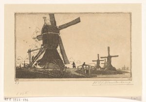 Wipmühlen an der Vlist zwischen Haastrecht und Schoonhoven von Wijnand Otto Jan Nieuwenkamp (signed by artist)
