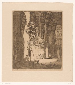 Gebeeldhouwde Säulen in einer Basar in Madurai von Wijnand Otto Jan Nieuwenkamp