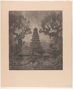 Pagode im Regen von Wijnand Otto Jan Nieuwenkamp