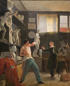 Ein Bildhauer in seinem Atelier, der nach dem Leben arbeitet von Wilhelm Bendz