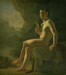 Junger Pan in einer Grotte. Modellfigur