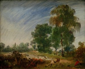 Spätsommerliche Heidelandschaft mit Teich