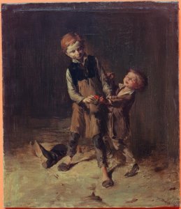 Zwei Schusterjungen balgen