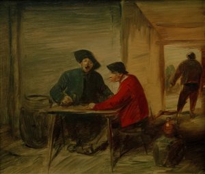 Zechernde Bauern im Wirtshaus