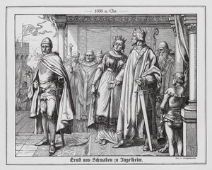 Ernst II., Herzog von Schwaben, vor dem Heiligen Römischen Kaiser Konrad II. in Ingelheim, Deutschland von Wilhelm Camphausen