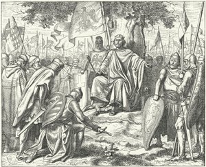 Unterwerfung der sächsischen Fürsten vor dem Heiligen Römischen Kaiser Heinrich IV. in Spira nach ihrer Niederlage in der Schlacht bei Langensalza von Wilhelm Camphausen