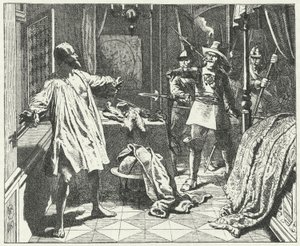 Die Ermordung von Albrecht von Wallenstein, böhmischer General in der Armee des Heiligen Römischen Reiches im Dreißigjährigen Krieg