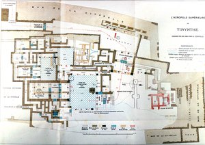 Karte der antiken Stadt Griechenlands Tiryns, Heinrich Schliemann, Paris von Wilhelm Doerpfeld