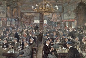 Die Studentenbrasserie des Thüringer Hofs in Leipzig, ca. 1900 von Wilhelm Gause